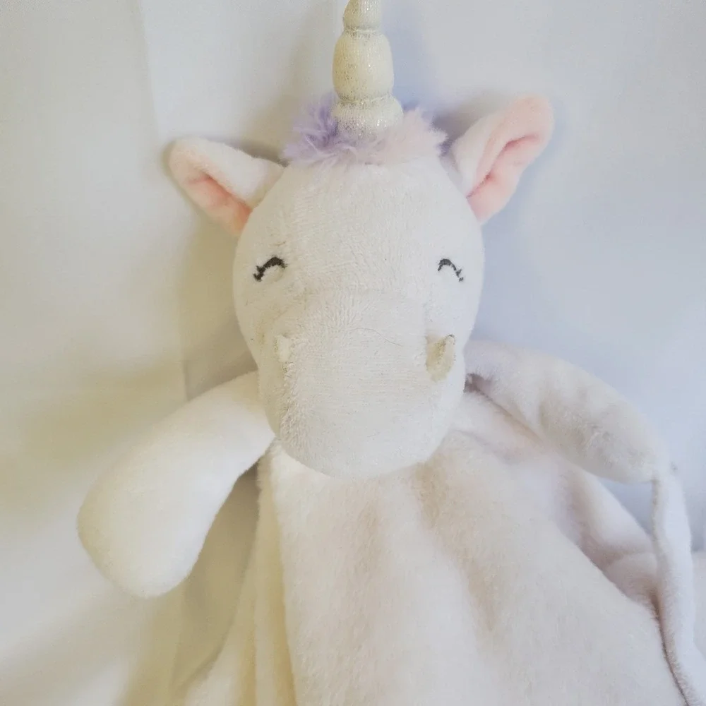 Carters Unicorn Lovey Pink and White with Silver Horn Soft‎ Security Blanket Toy